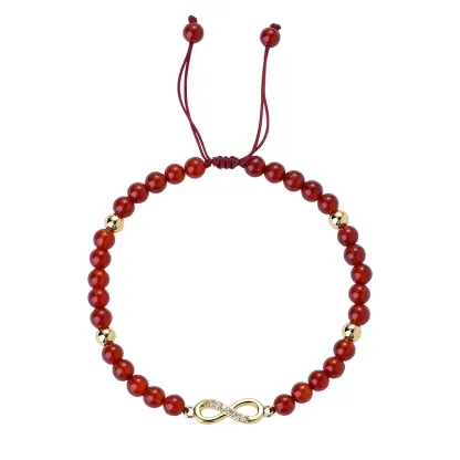 Red Agate Infinity Symbol Bracelet for Women – Hand-Braided Adjustable Meaningful Jewelry Gift