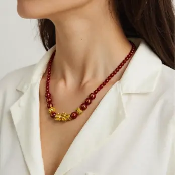 Red Agate Pixiu Fortune Necklace - The Flame of Courage