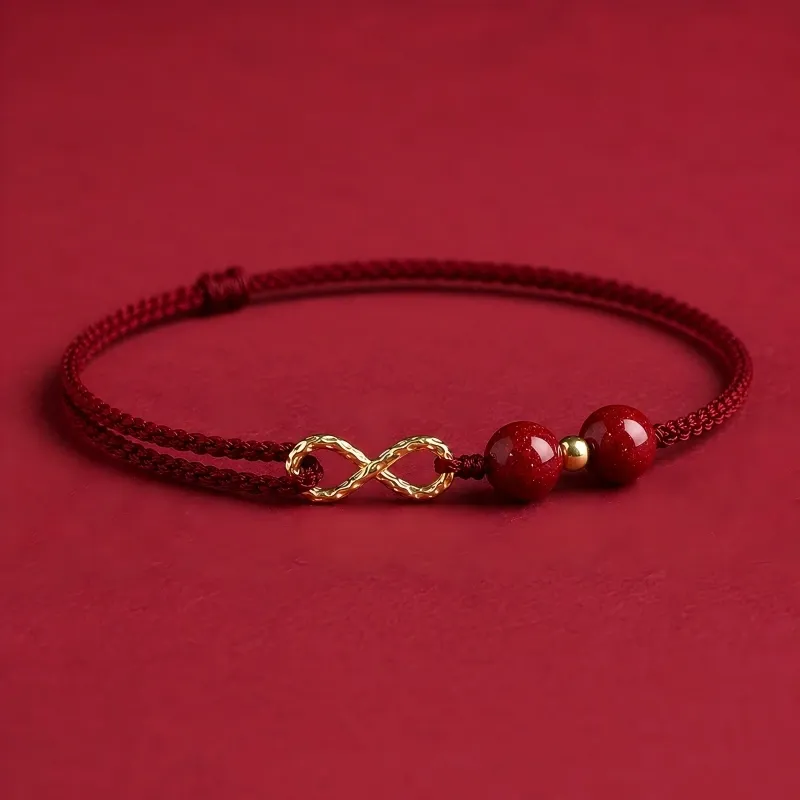 Purple Gold Sand & Red Cord Infinity Bracelet – Lasting Connection, Good Fortune & Spiritual Protection