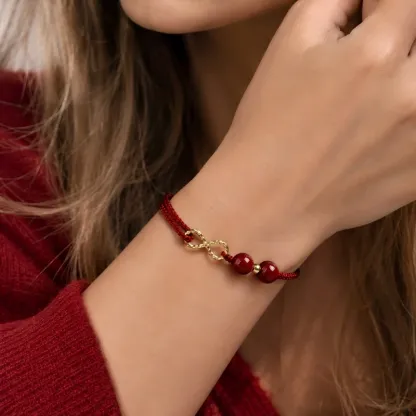 Purple Gold Sand & Red Cord Infinity Bracelet – Lasting Connection, Good Fortune & Spiritual Protection