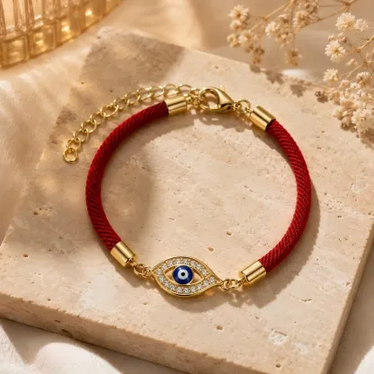 Red Milan Cord & Alloy Evil Eye Bracelet – Spiritual Protection, Good Fortune & Lasting Connection