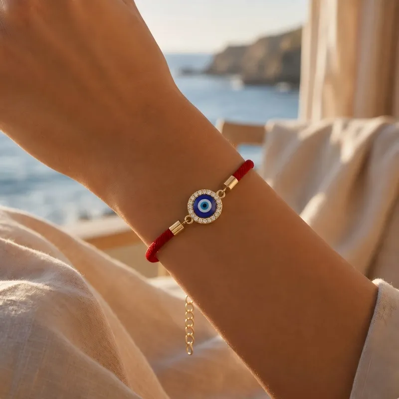 Red Milan Cord & Electroplated Alloy Evil Eye Bracelet – Spiritual Protection, Clarity & Good Fortune