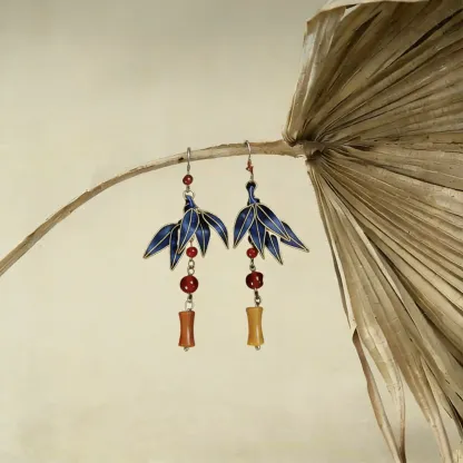 Sapphire Bamboo Mulberry Silk & Filigree Earrings - Serenity & Integrity