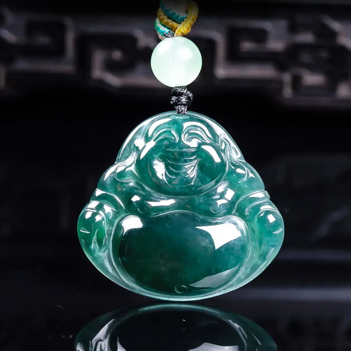 Smiling Buddha Natural Jadeite Pendant – Optimism, Inner Peace & Abundant Fortune
