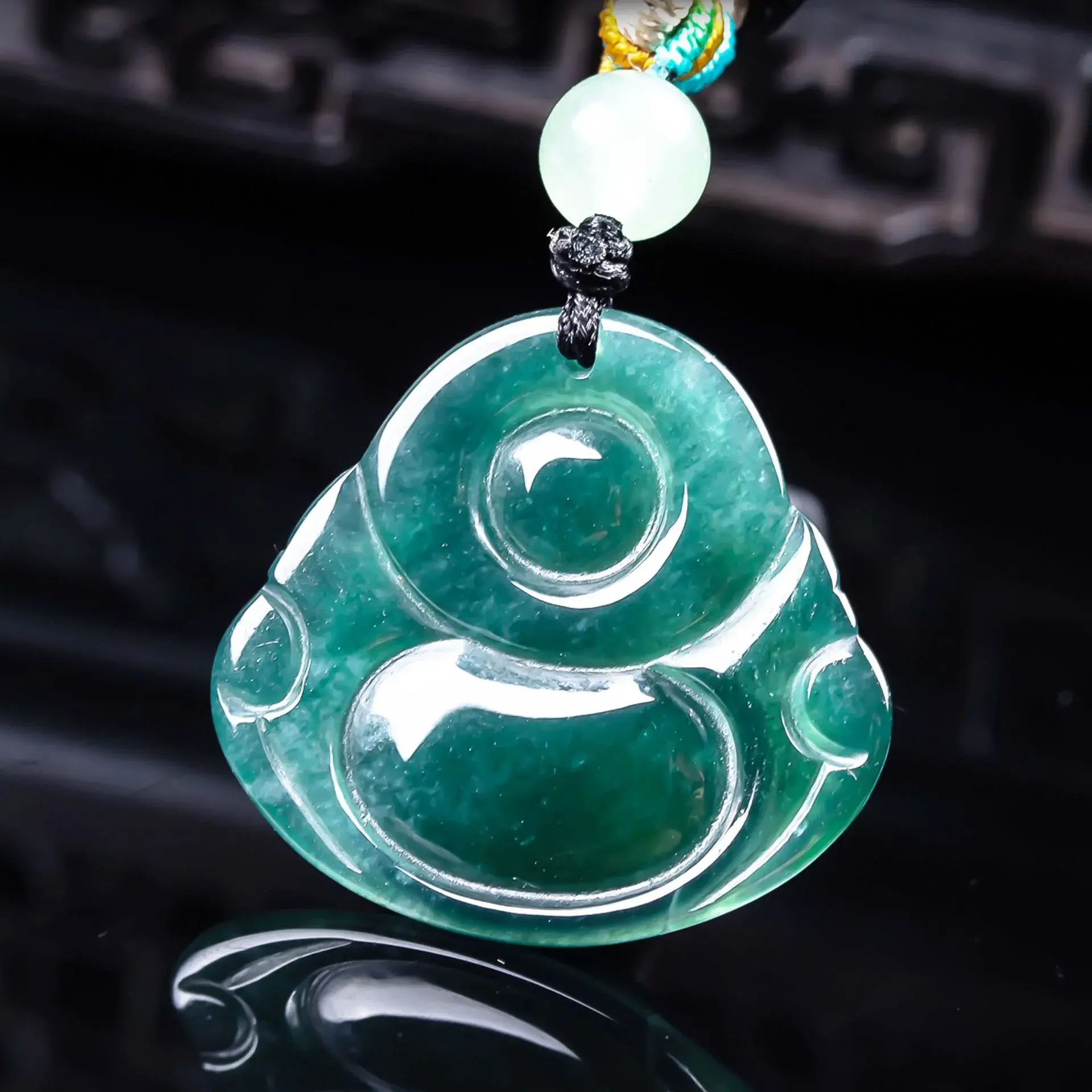 Smiling Buddha Natural Jadeite Pendant – Optimism, Inner Peace & Abundant Fortune