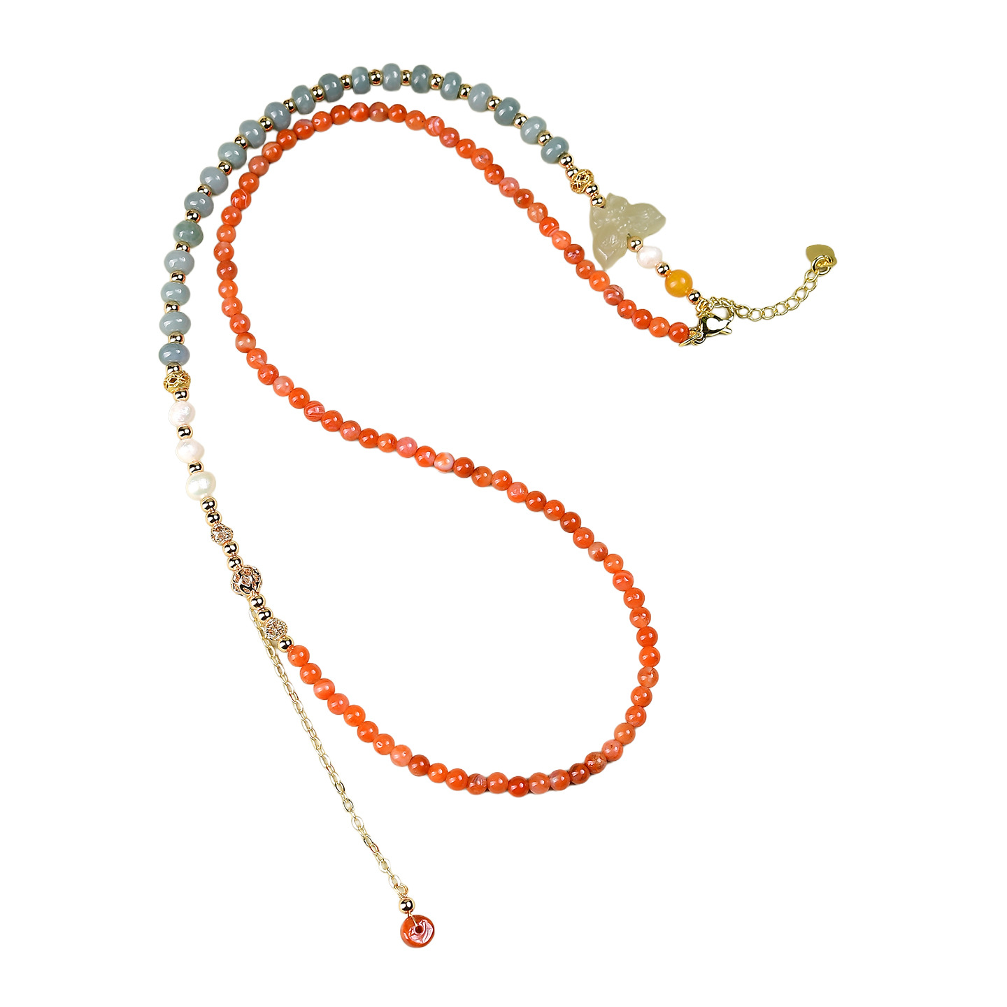 Southern Red Agate & Blue Water Jade Bracelet Necklace for Vitality & Inner Peace