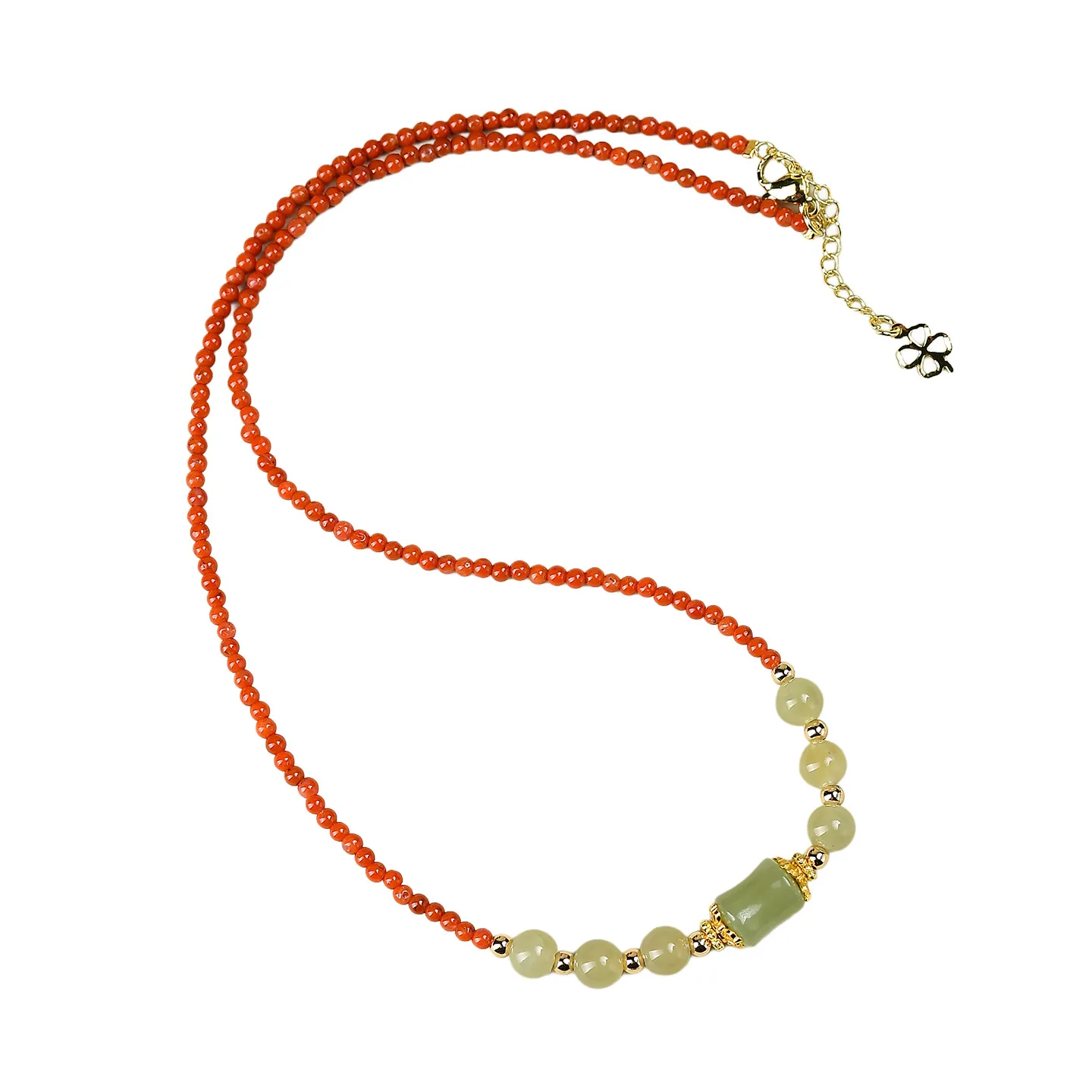 Southern Red Agate & Hetian Jade Necklace for Inner Peace & Elegant Vitality