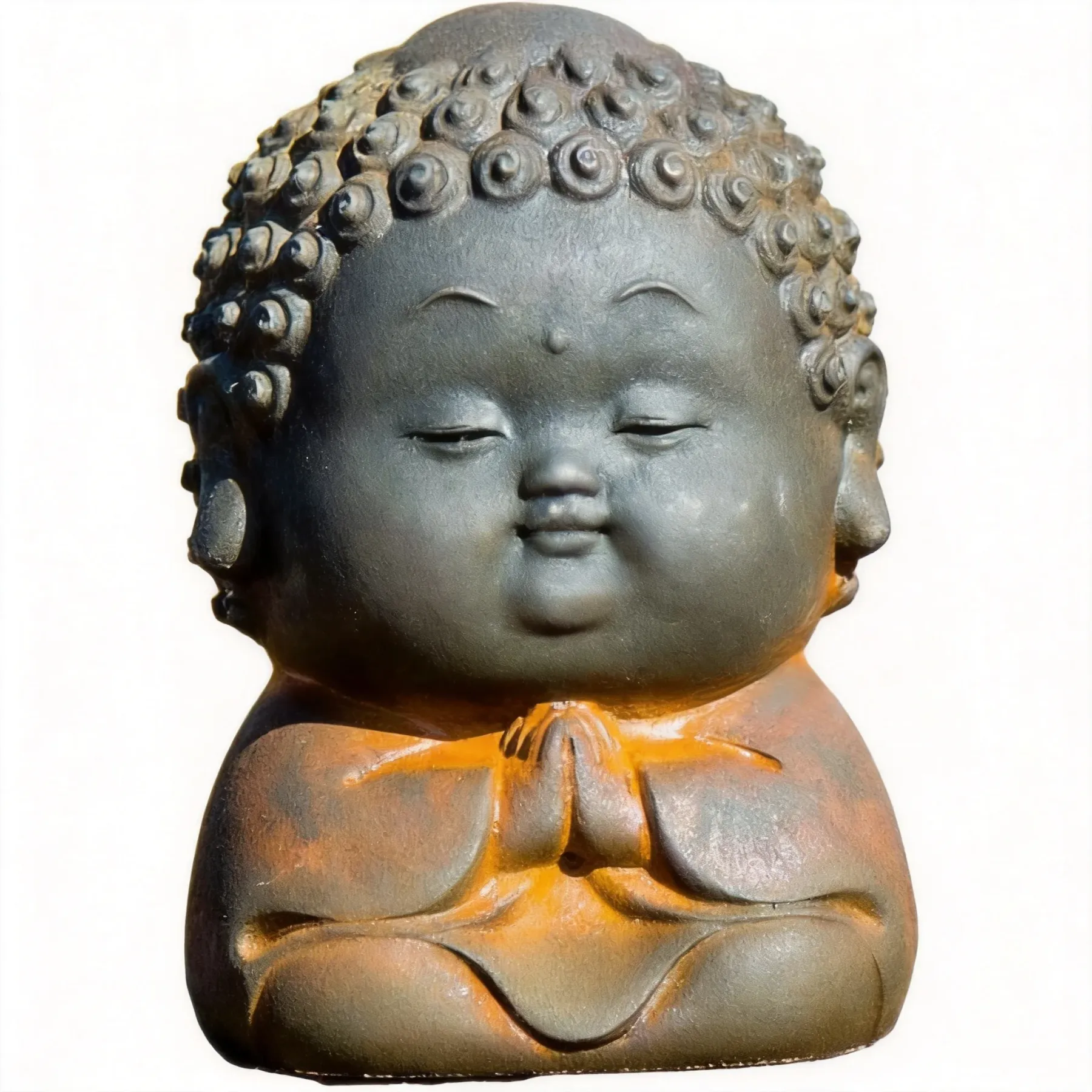Standing Fat Buddha Iron & Resin Zen Ornament – Mindfulness, Protection & Inner Peace