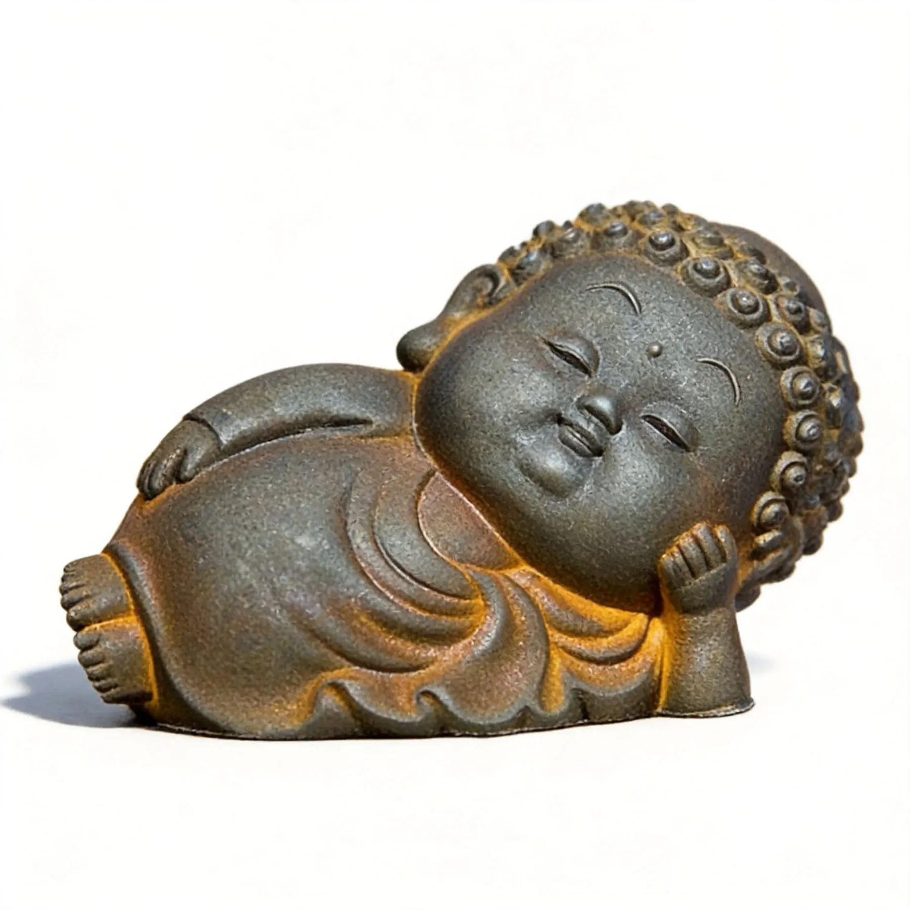 Standing Fat Buddha Iron & Resin Zen Ornament – Mindfulness, Protection & Inner Peace