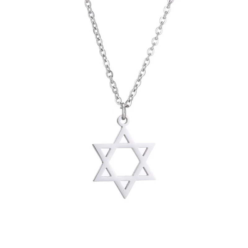 Star of David Hexagram Necklace – Stainless Steel Six-Pointed Star Pendant