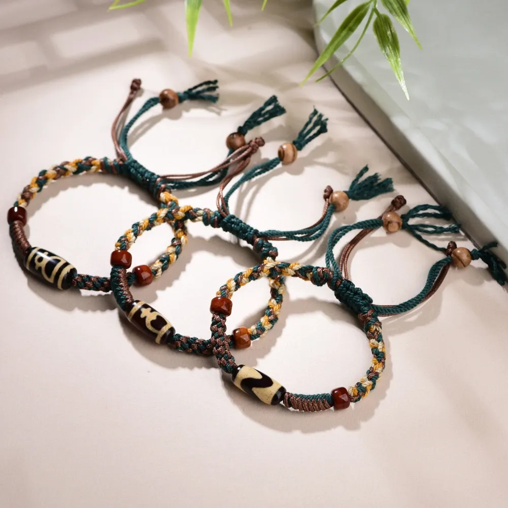 Tibetan-Style Agate Treasure Vase Dzi Bead Bracelet – Abundance, Wisdom & Spiritual Protection