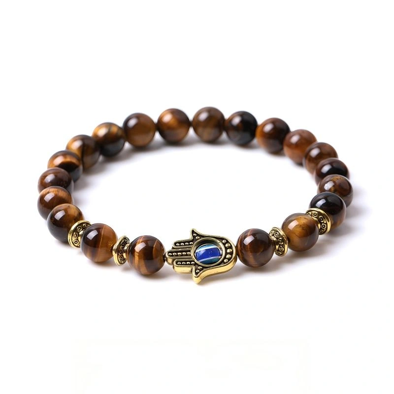 Tiger Eye Hamsa Evil Eye Bracelet – Courage, Focus & Protection