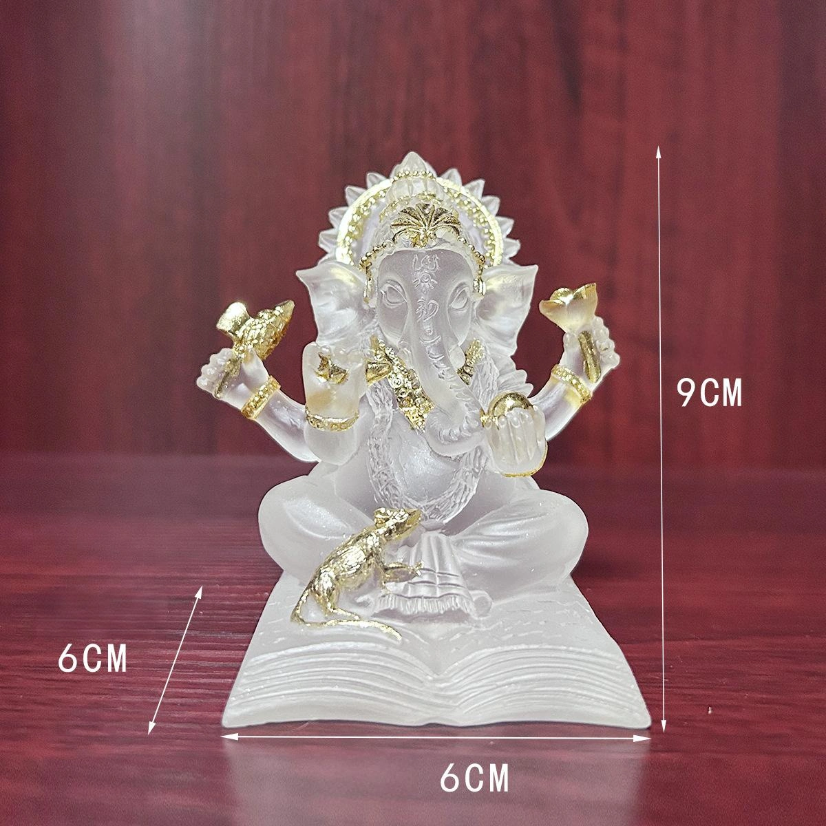 Translucent White Ganesha Statue – Southeast Asian Resin Elephant God Figurine for Home & Office Decor