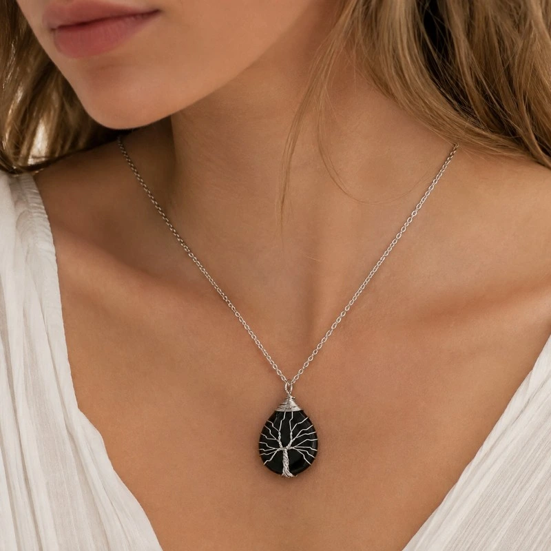 Tree of Life Gemstone Pendant Necklace – Growth, Connection & Positive Energy