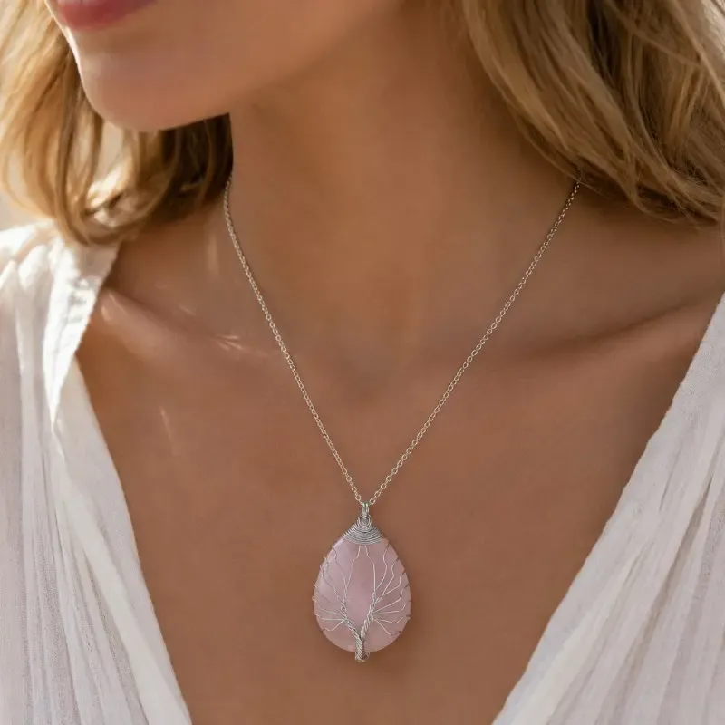 Tree of Life Gemstone Pendant Necklace – Growth, Connection & Positive Energy