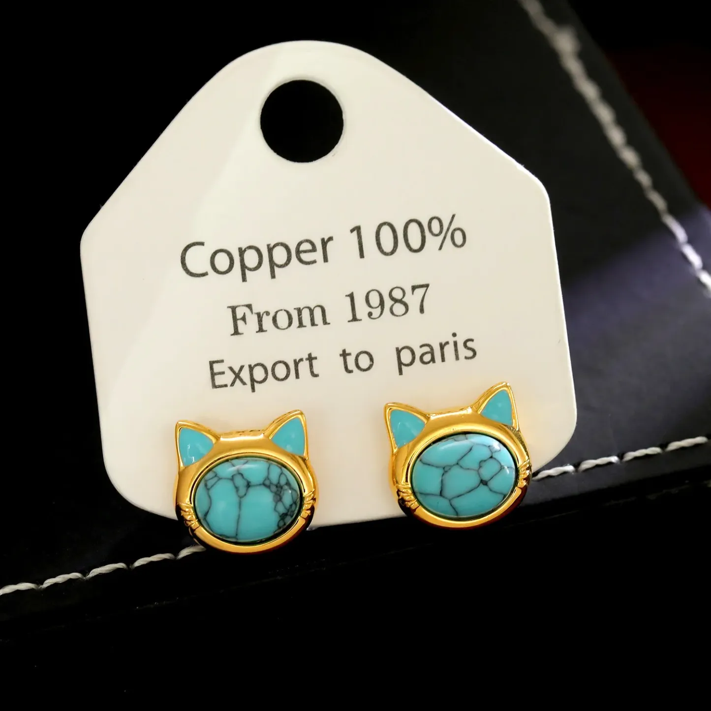 Cat Stud Earrings | Turquoise or Tiger’s Eye | Silver Posts