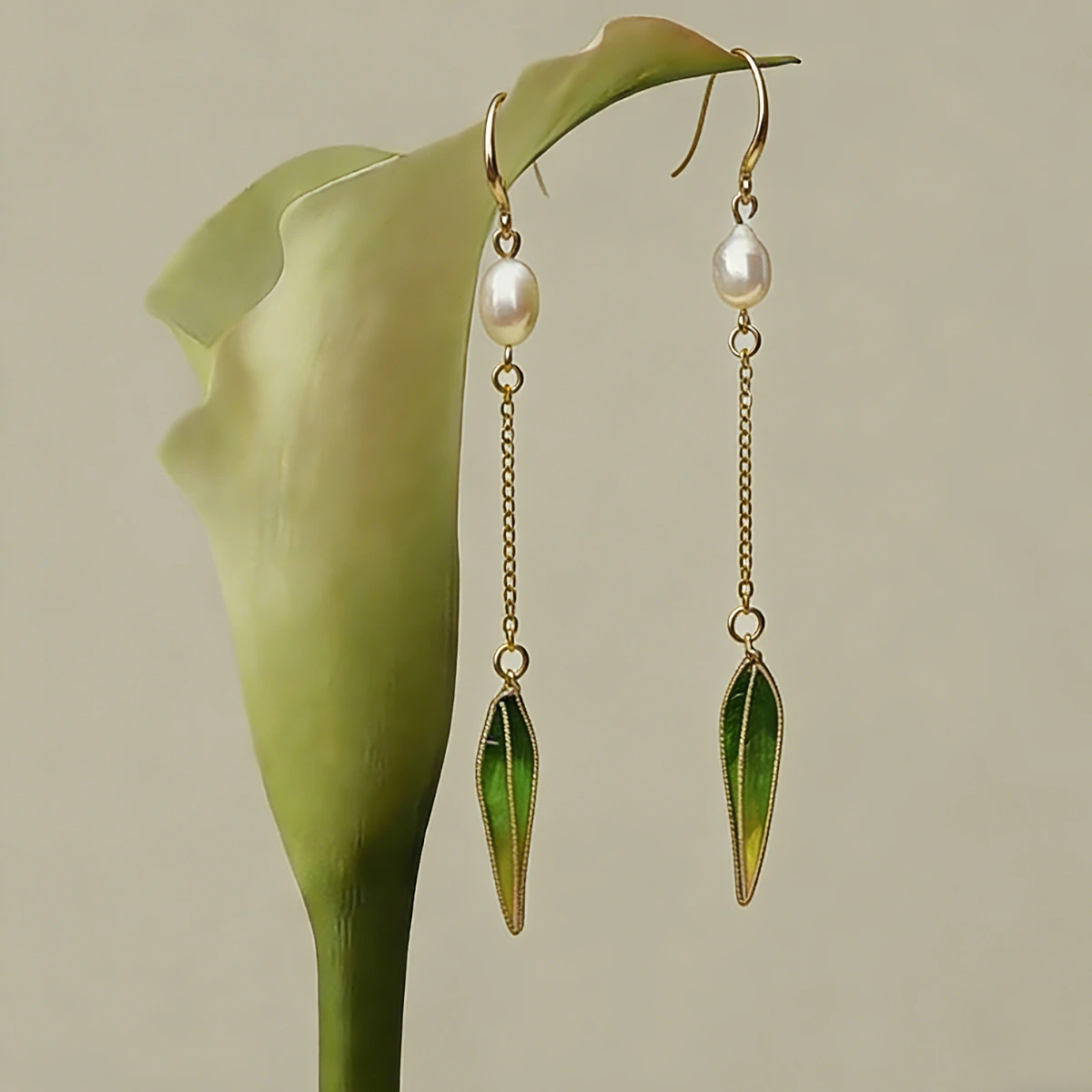 Verdant Willow Mulberry Silk Tassel Earrings - Minimalist Grace