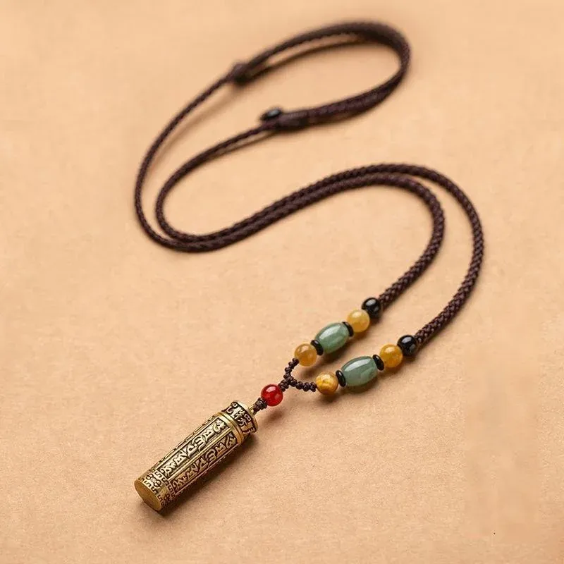 Vintage Brass Scripture Necklace – Openable Gau Box Pendant | Simple & Deluxe