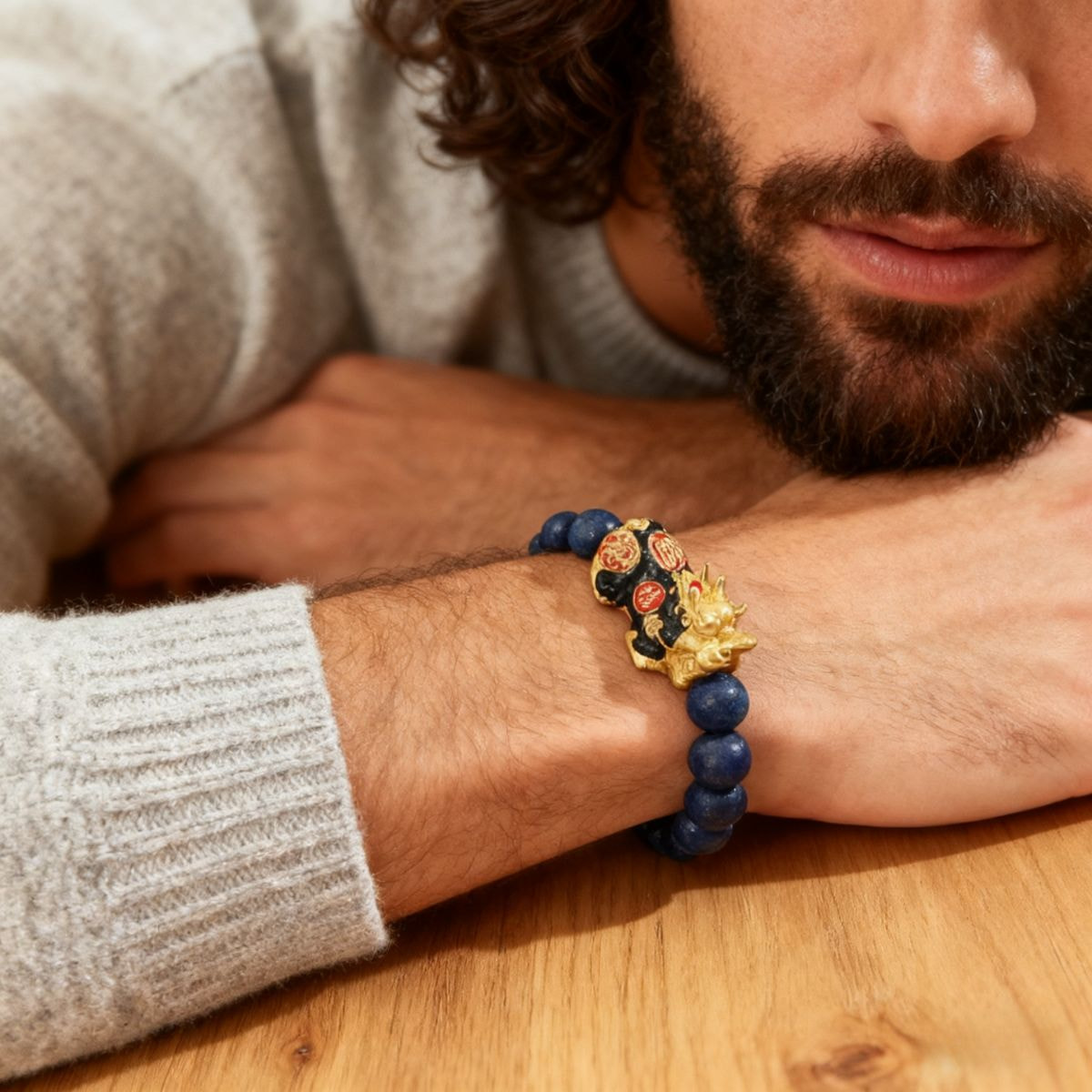 Wealth-Attracting Pixiu Lapis Lazuli Bracelet - Harmony of Heaven and Earth