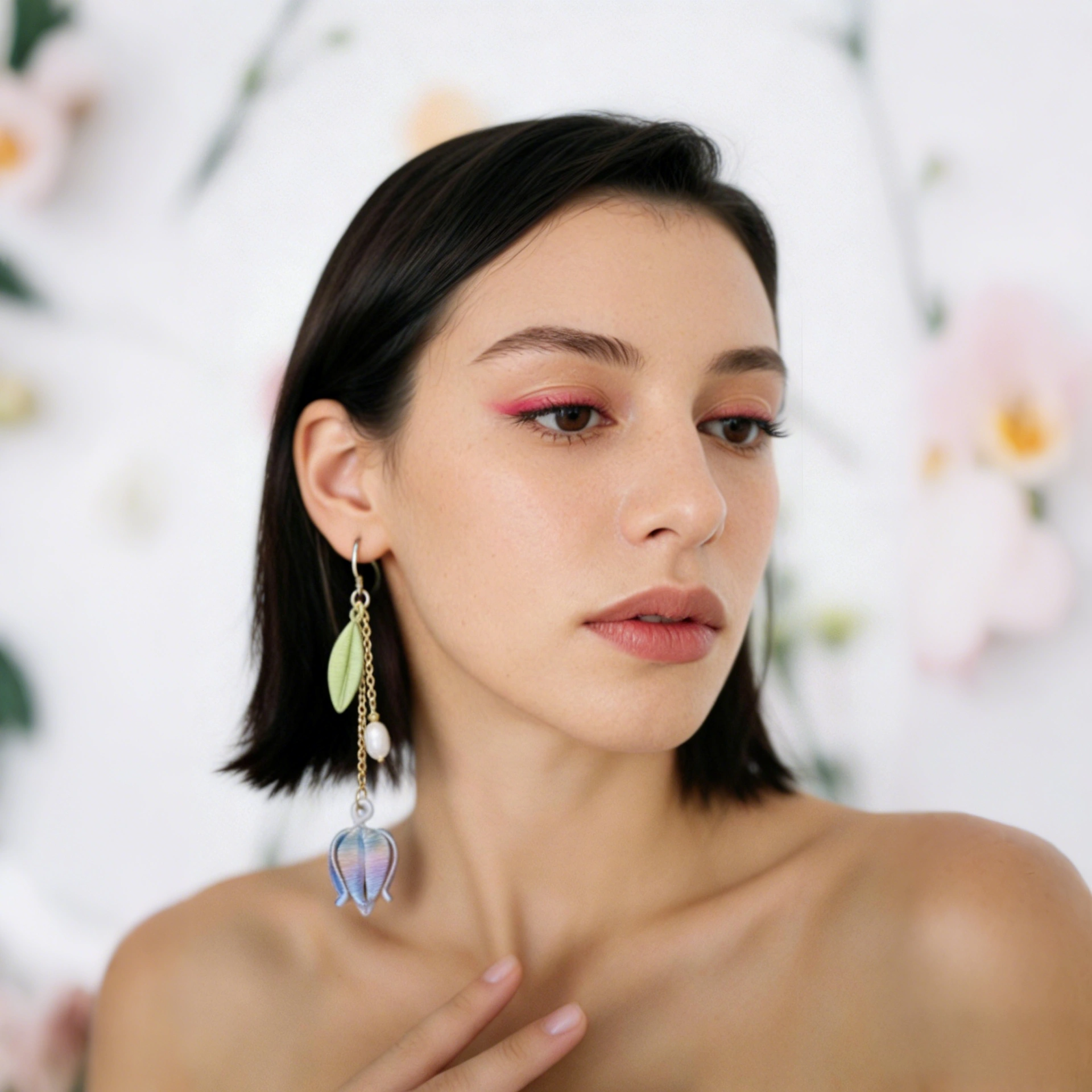 Ethereal Lily of the Valley Mulberry Silk Tassel Earrings