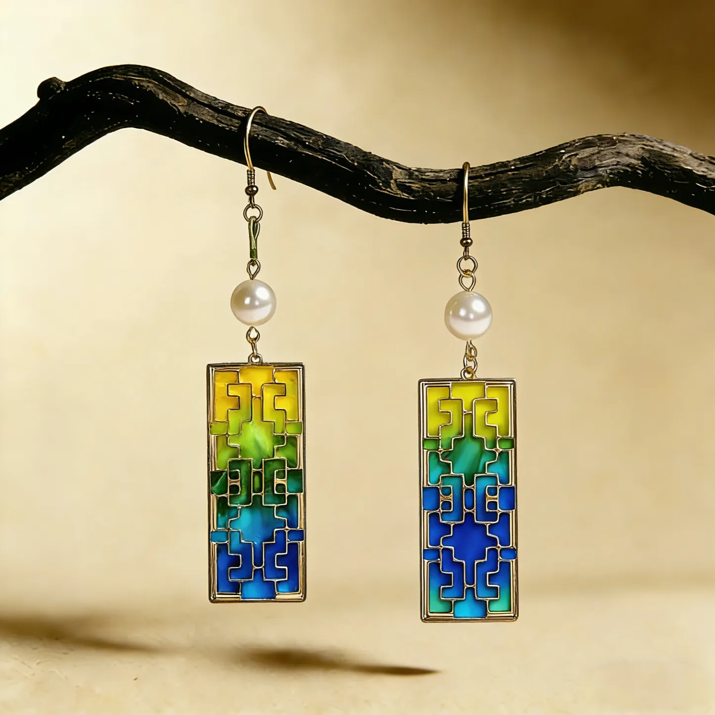 Zen Lattice Mulberry Silk & Filigree Earrings - Wisdom & Serenity