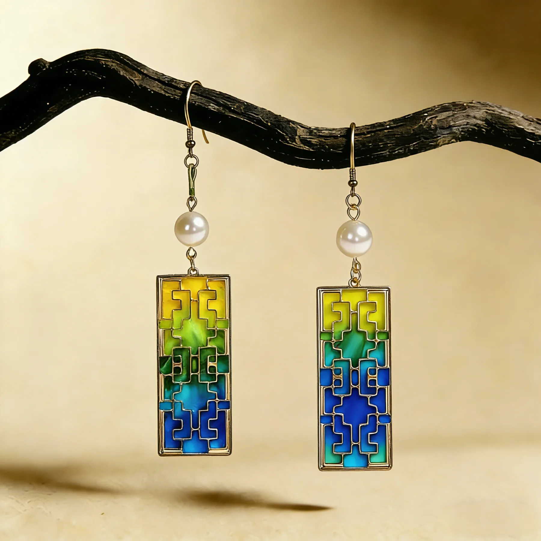 Zen Lattice Mulberry Silk & Filigree Earrings - Wisdom & Serenity