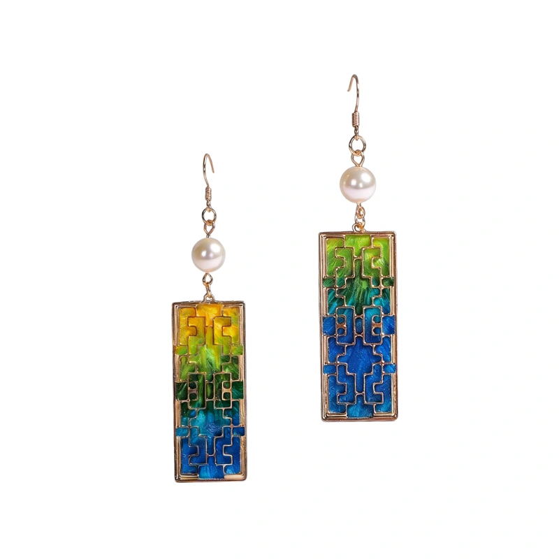 Zen Lattice Mulberry Silk & Filigree Earrings - Wisdom & Serenity