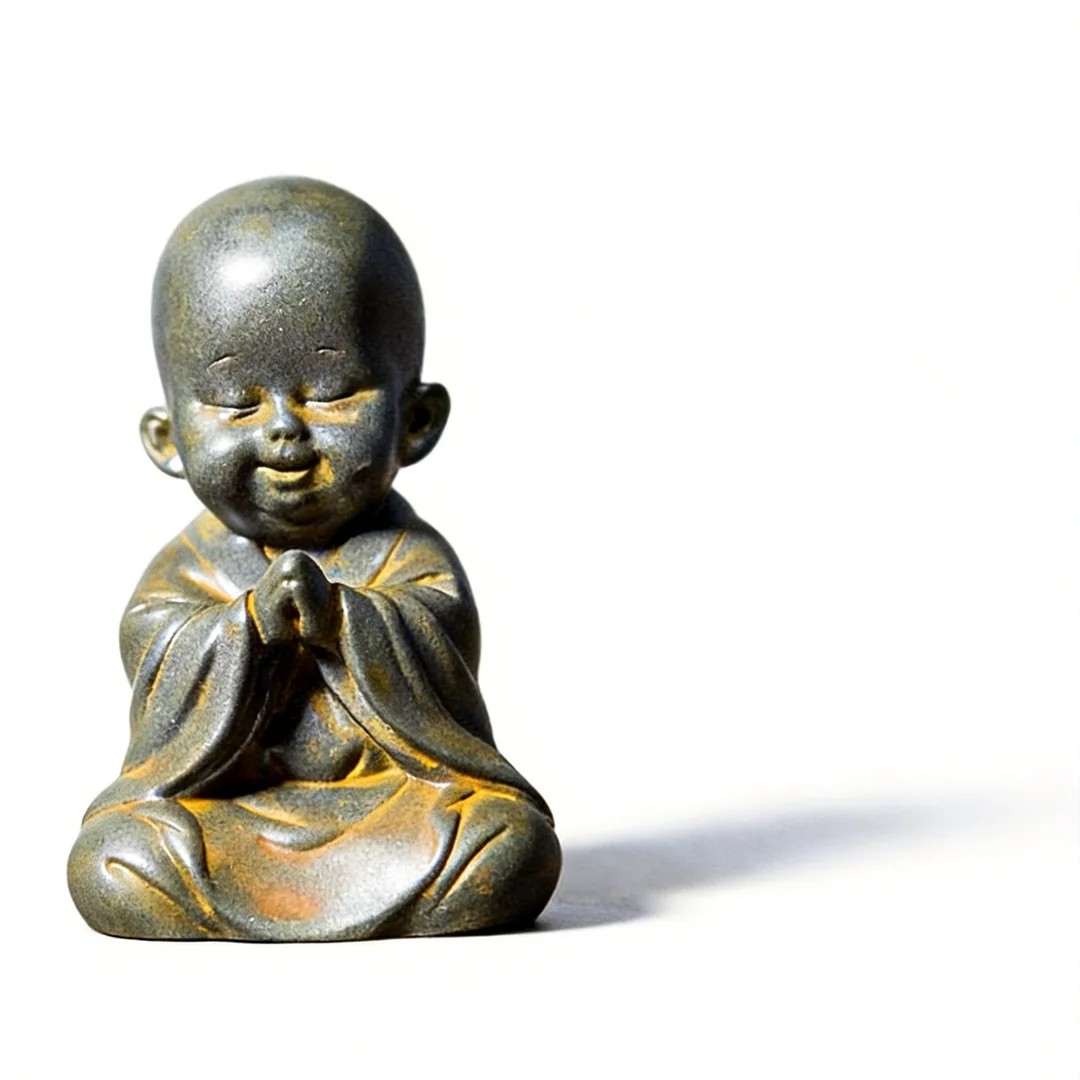 Zen Monk Statue - Iron Resin Buddha for Mindful Serenity