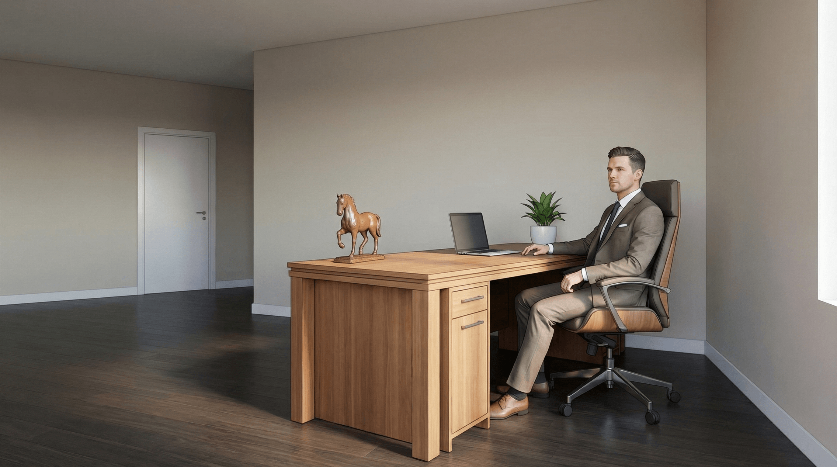 Professional workspace showing the Feng Shui Command Position for 2026 to ensure stability and authority.