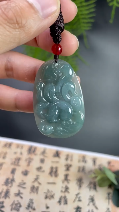 Nine-Tailed Fox Jadeite Necklace for Love, Charm & Protection