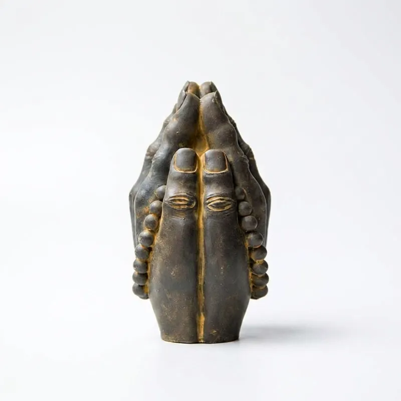 Natural Rust Iron & Resin Buddha Hand Sculpture – Zen Serenity, Spiritual Protection & Inner Peace