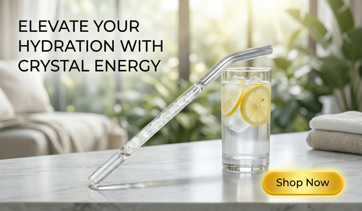 Reusable Clear Quartz Crystal Straw for Infused Wellness - Eco-friendly crystal healing drinking straw for healthy lifestyle