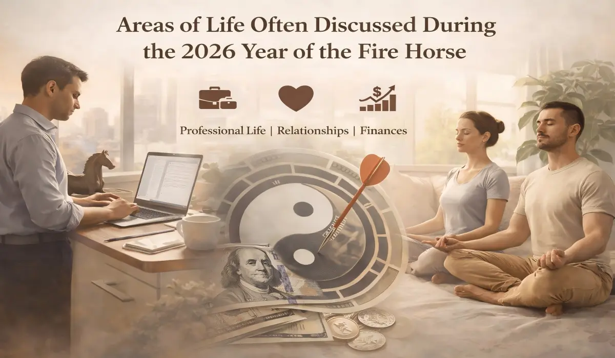 Visual guide to career, relationships, and finances in the 2026 Year of the Fire Horse.