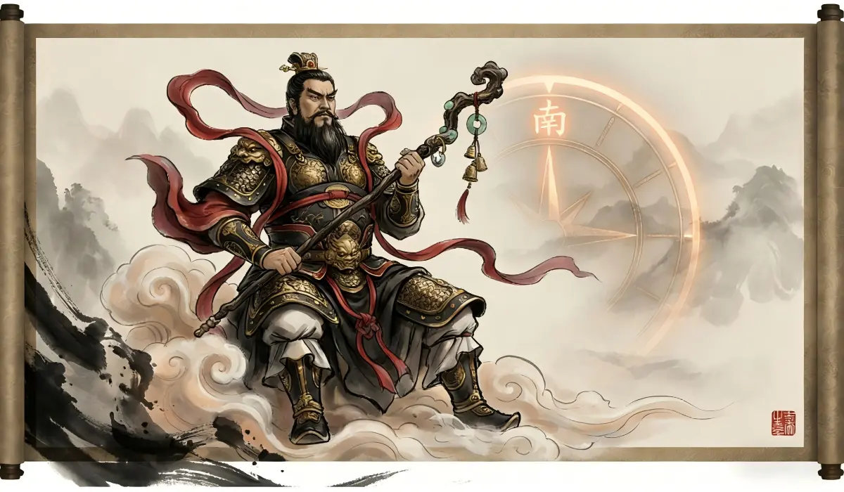 General Wen Zhe illustration, the Tai Sui deity of 2026 Fire Horse year