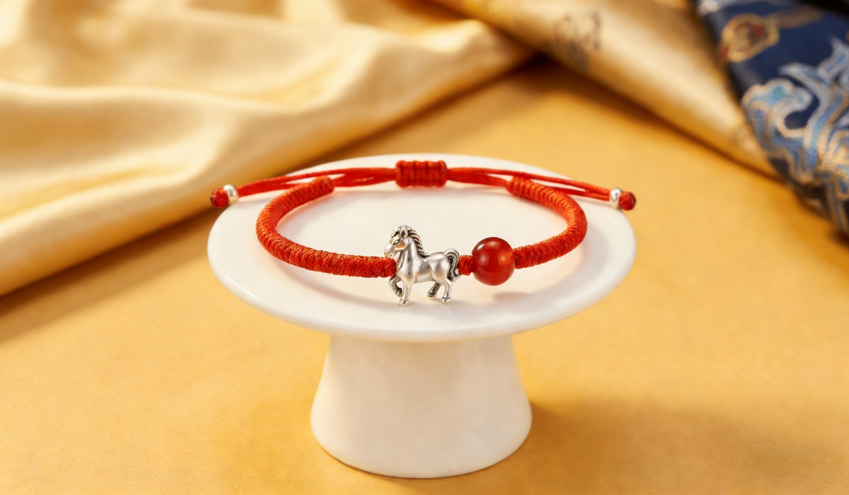Red string bracelet with horse charm for 2026 Year of the Horse Ben Ming Nian protection