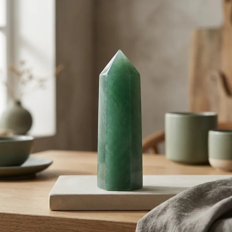 Green Aventurine Crystal Column for Inner Peace & Wealth Attraction