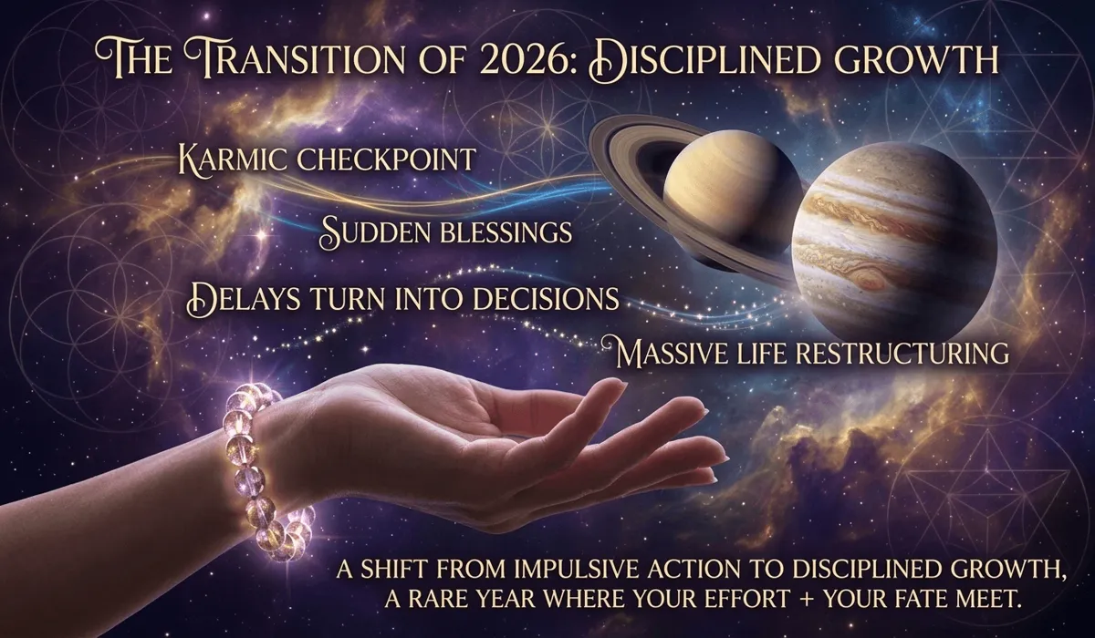 Spiritual symbolism of zodiac jewelry showing planetary energy alignment with Saturn and Jupiter for 2026 spiritual growth.