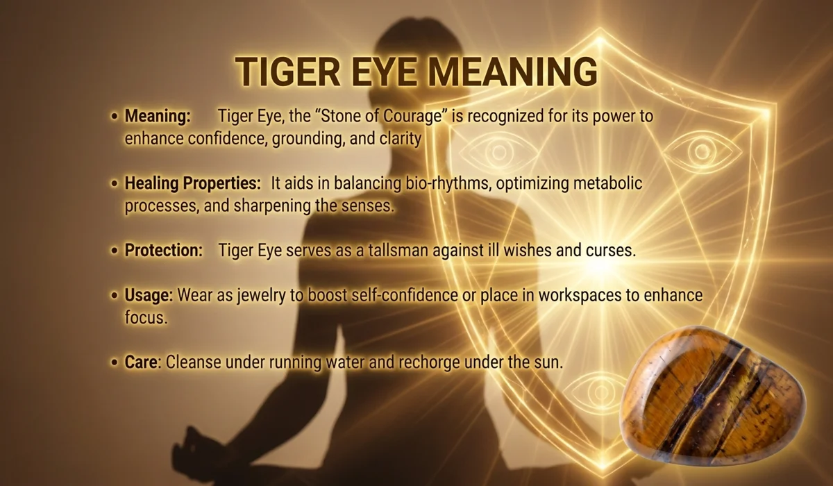 Macro view of a Tiger's Eye bead symbolizing an energetic shield and clarity against workplace betrayal.