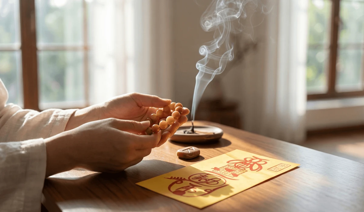 A career talisman activation ritual involving Shoushan Stone and incense to program professional intentions.