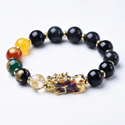 Men's Obsidian Pixiu Bracelet – Wealth, Protection & Good Fortune