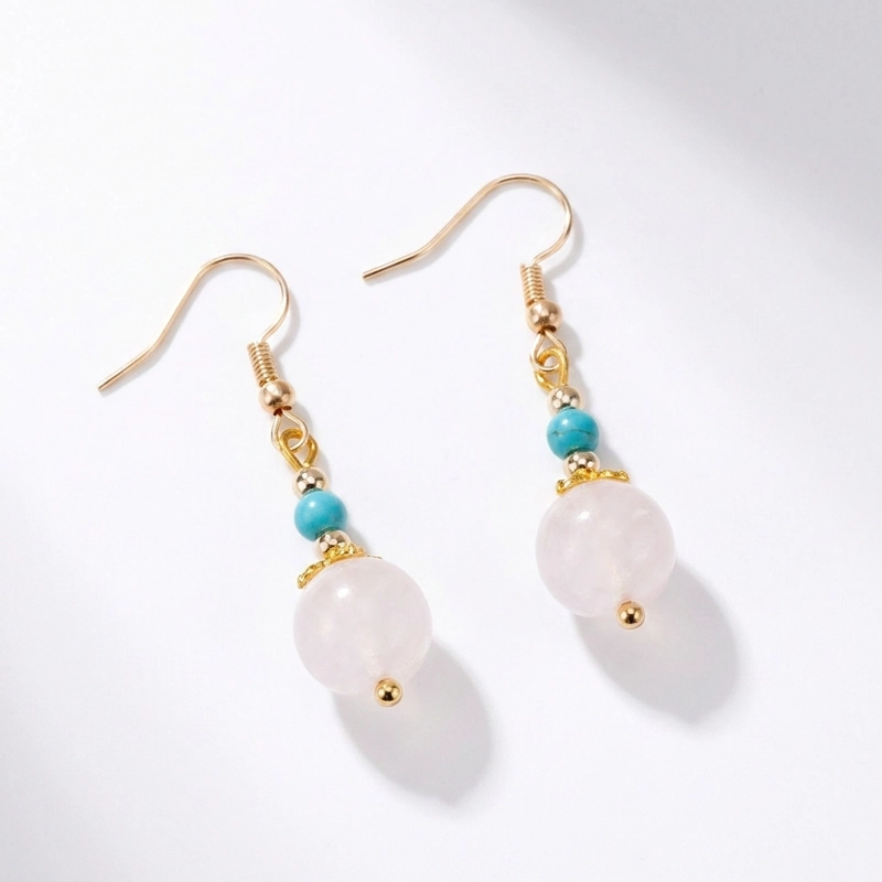 Rose Quartz Rose Quartz Dangle Earrings for Love & Inner Peace