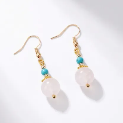 Rose Quartz Rose Quartz Dangle Earrings for Love & Inner Peace