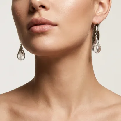 Clear Quartz Earrings for Mental Clarity & Spiritual Protection
