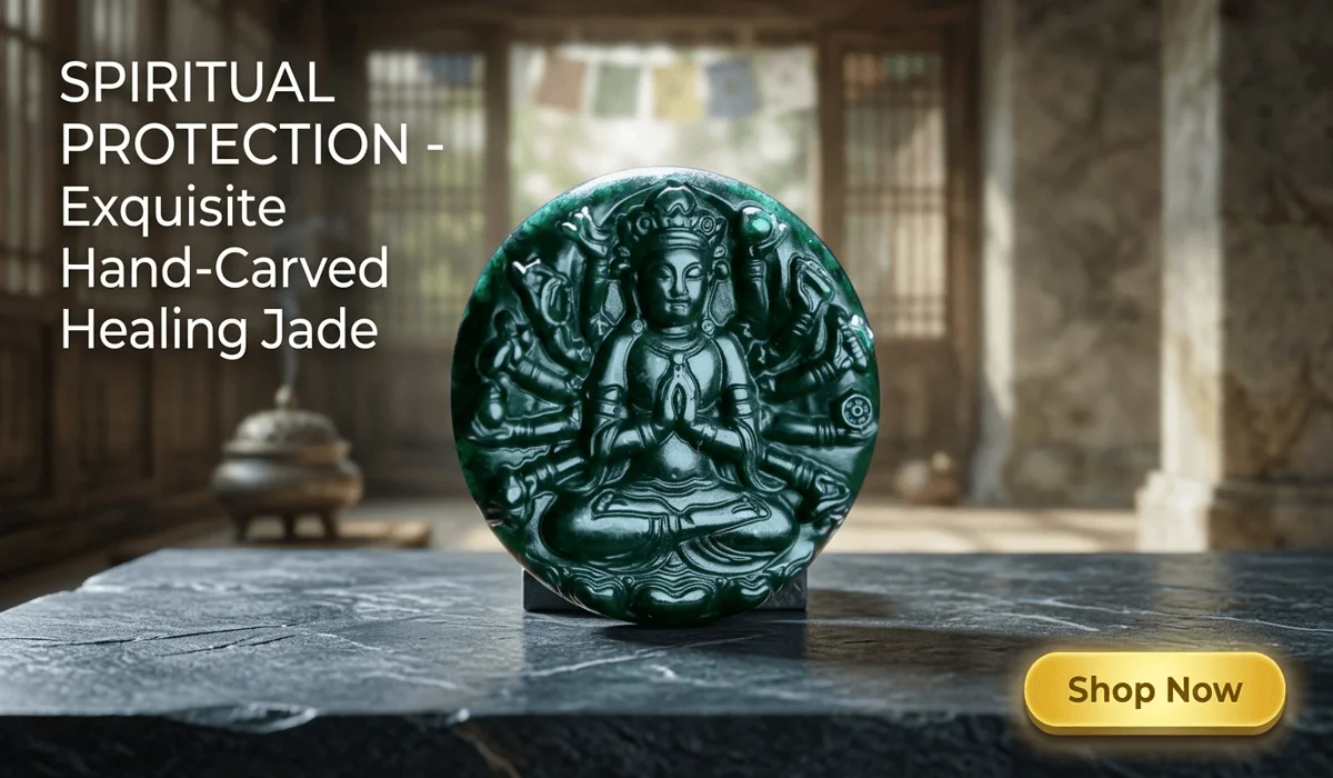 Natural Tibetan Medicine King Stone Thousand-Hand Guanyin Pendant - Exquisite Hand-Carved Spiritual Jade Jewelry for Healing and Protection