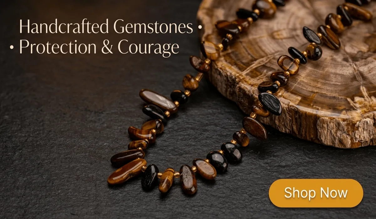 Tri-Color Tiger's Eye Necklace The Warrior's Shield natural gemstone necklace shop now