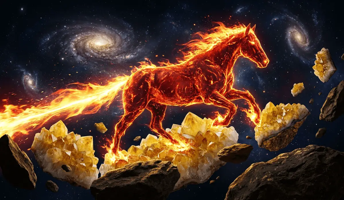 A dramatic conceptual image of a fiery celestial horse representing the powerful energy and dynamic transition of the 2026 Year of the Fire Horse.