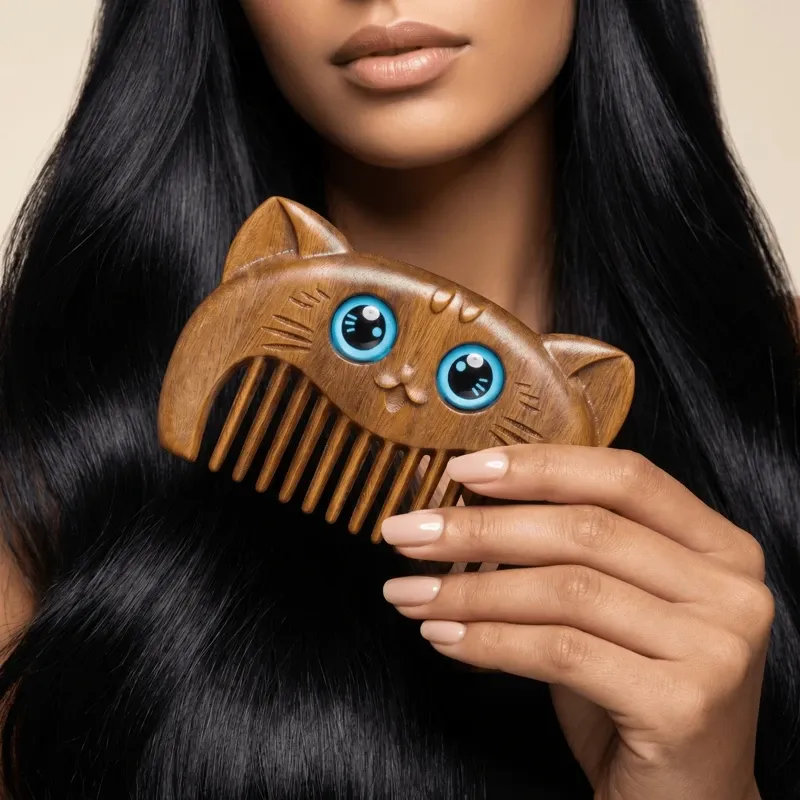 Green Sandalwood Cat Green Sandalwood Comb for Natural Serenity & Scalp Wellness
