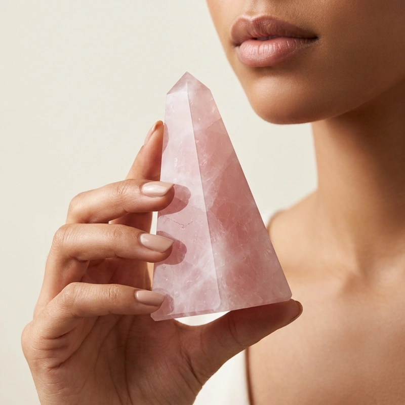 Rose Quartz Crystal Obelisk for Love Attraction & Energy Cleansing