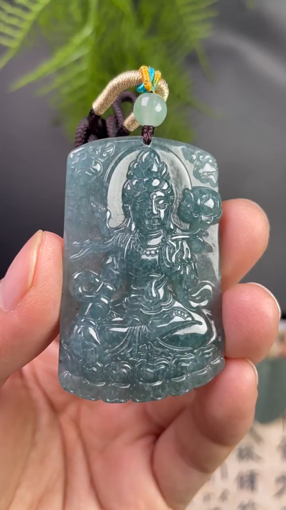 Mahasthamaprapta Bodhisattva Natural Jadeite Necklace – Wisdom, Protection & Prosperity