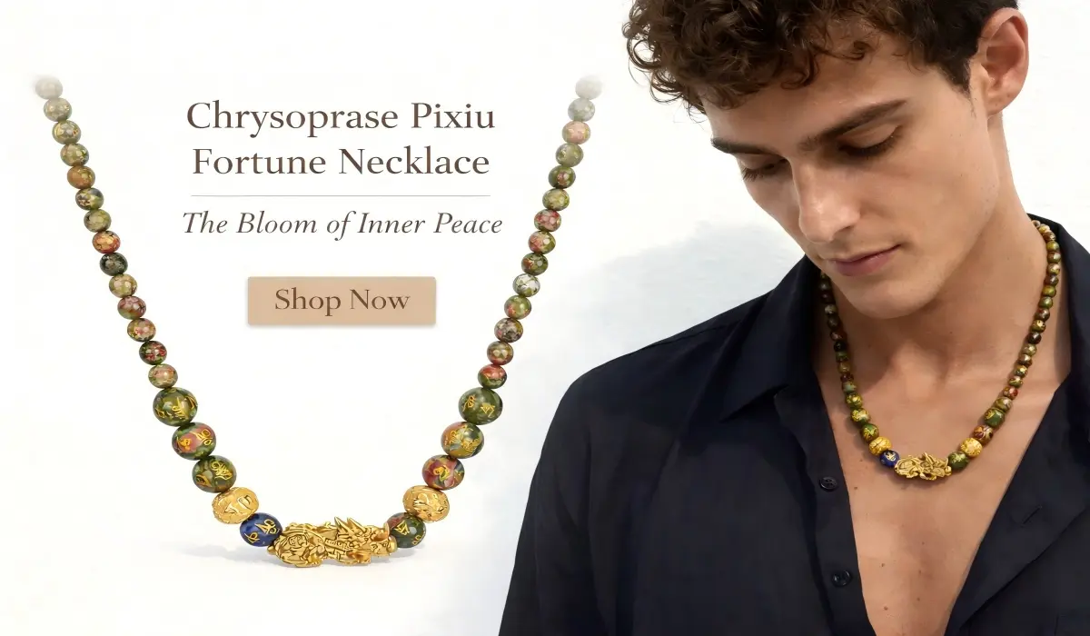 Chrysoprase Pixiu Fortune Necklace - The Bloom of Inner Peace